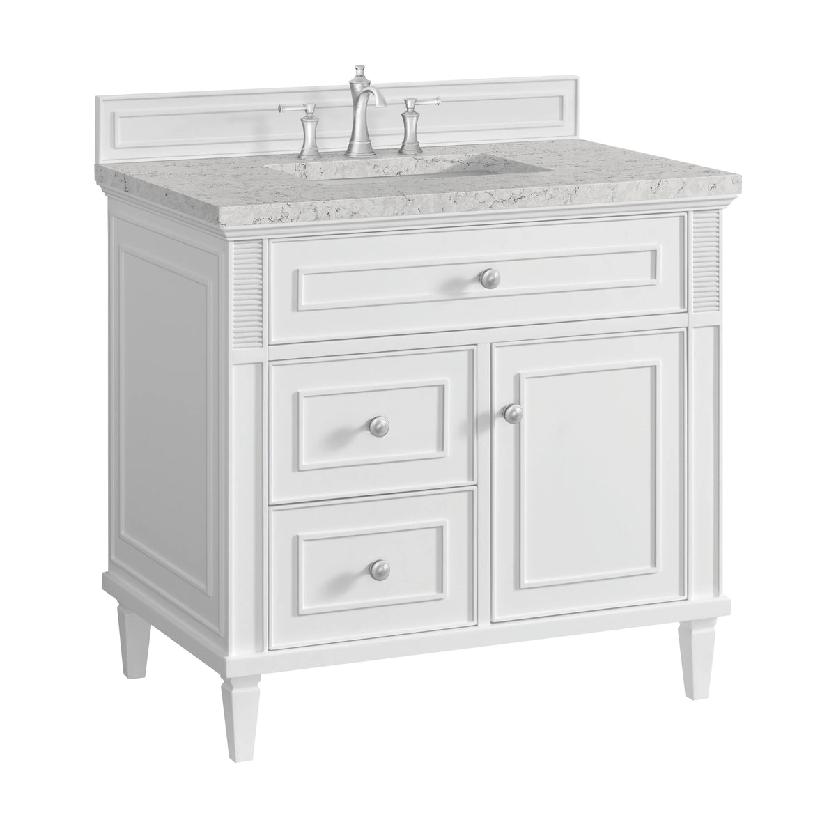 Lorelai 36" Single Vanity, Bright White w/ 3 CM Eternal Jasmine Pearl Silestone Top, view 10
