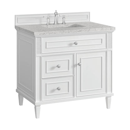 Lorelai 36" Single Vanity, Bright White w/ 3 CM Eternal Jasmine Pearl Silestone Top, view 10