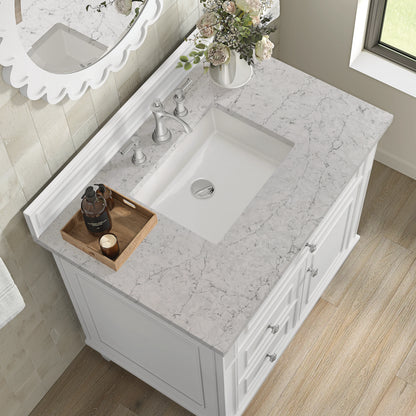 Lorelai 36" Single Vanity, Bright White w/ 3 CM Eternal Jasmine Pearl Silestone Top, view 7