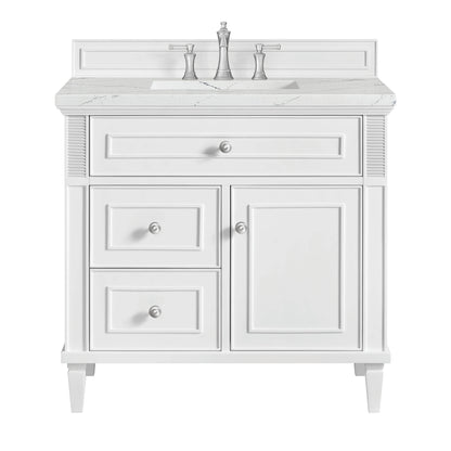 Lorelai 36" Single Vanity, Bright White w/ 3 CM Ethereal Noctis Silestone Top