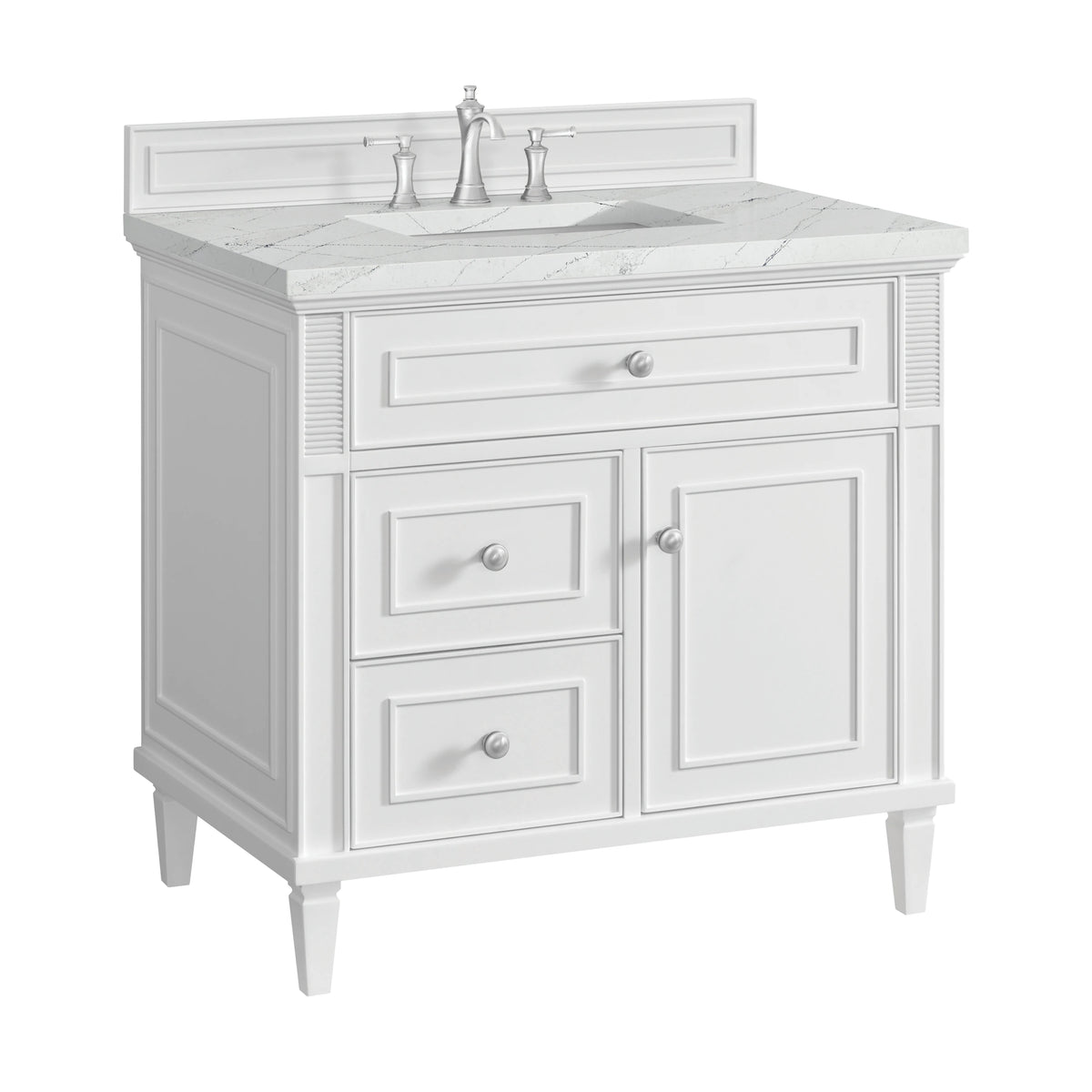 Lorelai 36" Single Vanity, Bright White w/ 3 CM Ethereal Noctis Silestone Top, view 10