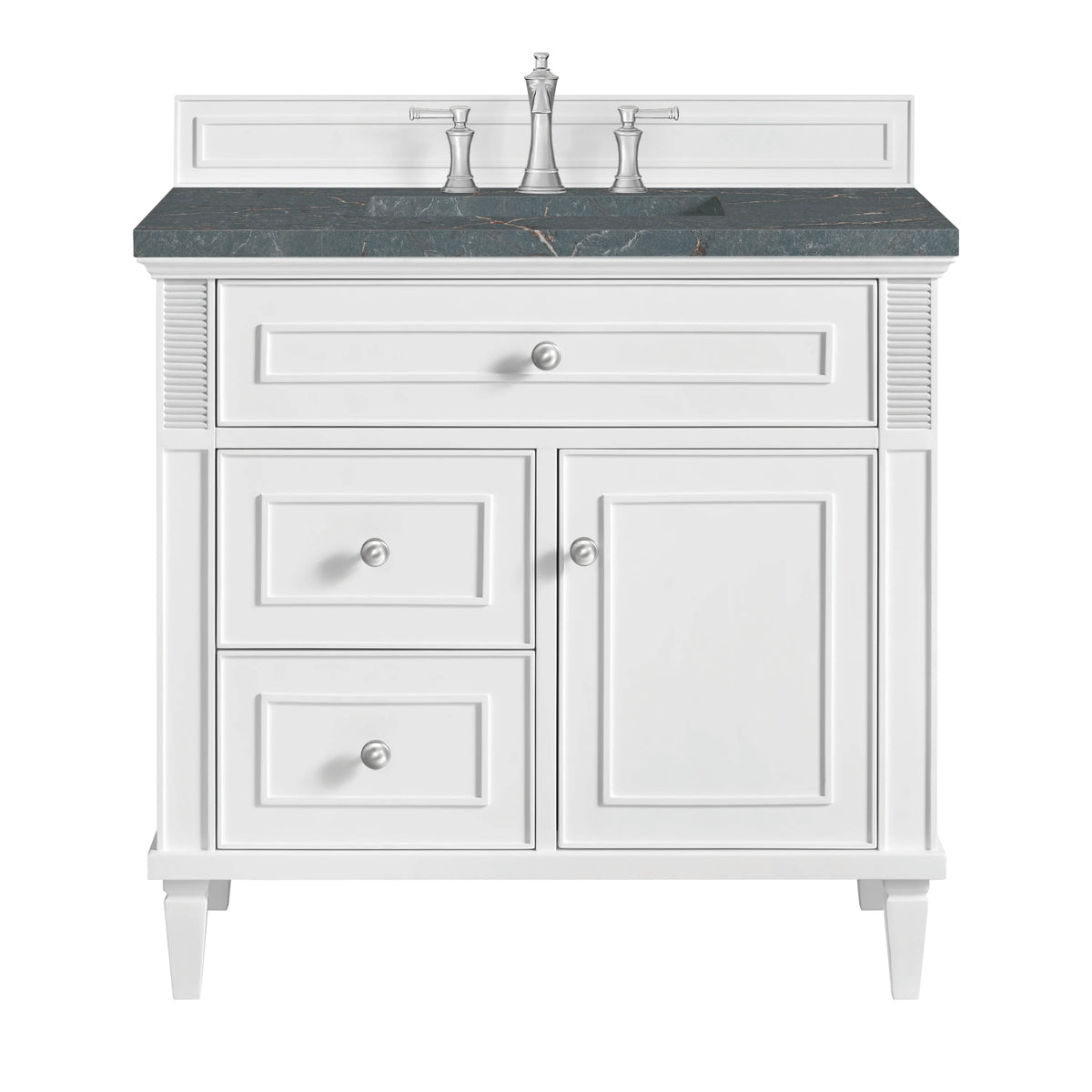 Lorelai 36" Single Vanity, Bright White w/ 3 CM Parisien Bleu Silestone Top