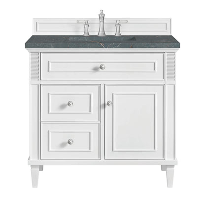 Lorelai 36" Single Vanity, Bright White w/ 3 CM Parisien Bleu Silestone Top
