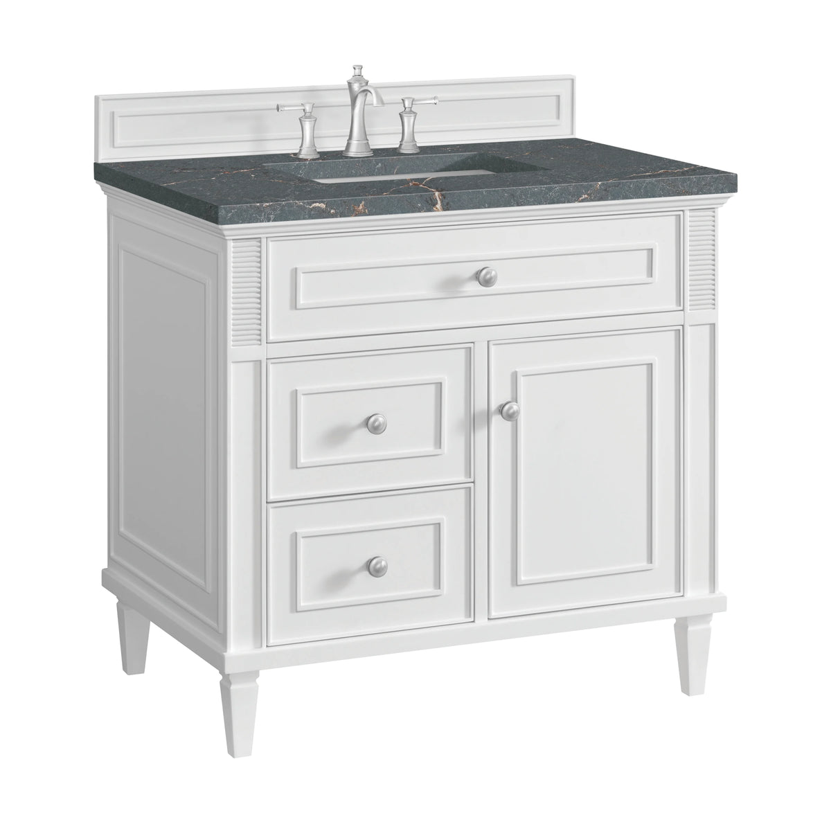 Lorelai 36" Single Vanity, Bright White w/ 3 CM Parisien Bleu Silestone Top, view 10