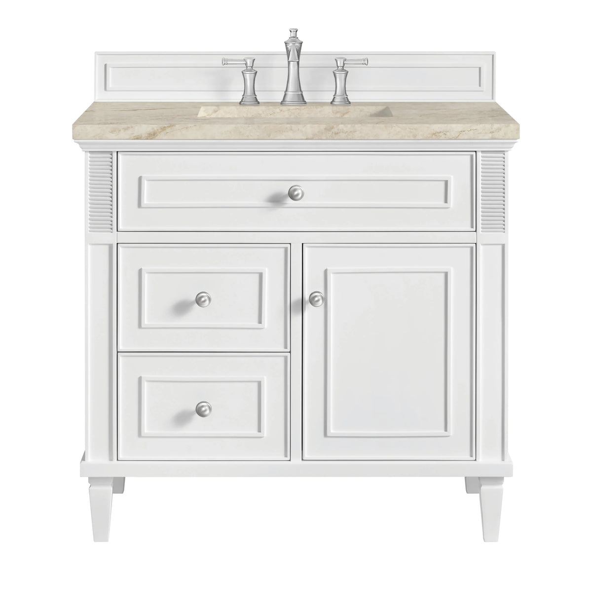 Lorelai 36" Single Vanity, Bright White, w/ 3 CM Tajnar Eclos Top