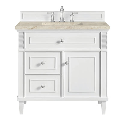 Lorelai 36" Single Vanity, Bright White, w/ 3 CM Tajnar Eclos Top