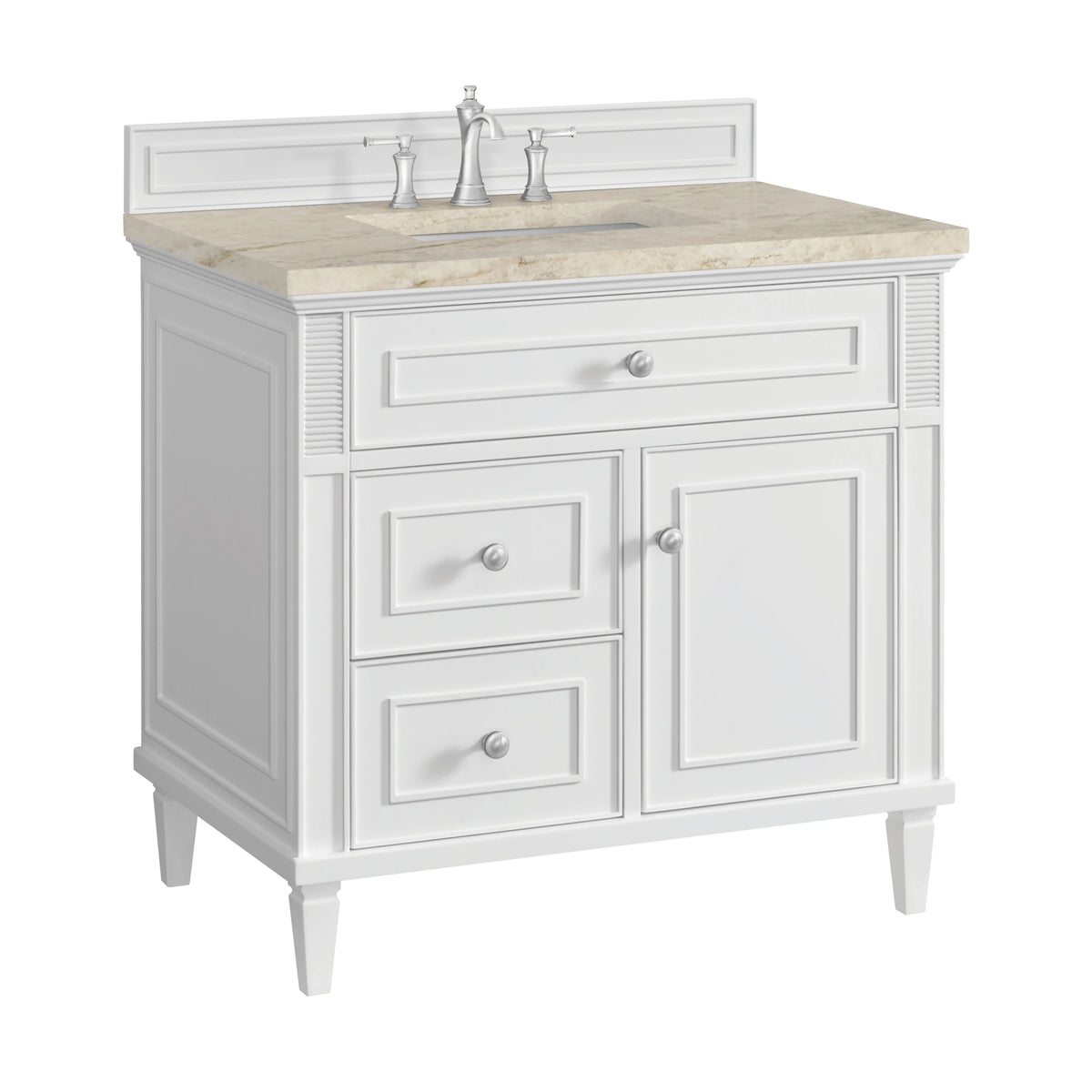 Lorelai 36" Single Vanity, Bright White, w/ 3 CM Tajnar Eclos Top, view 10
