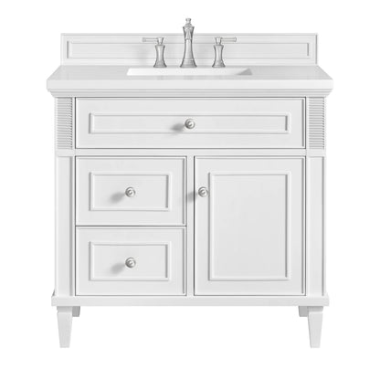 Lorelai 36" Single Vanity, Bright White w/ 3 CM White Zeus Silestone Top
