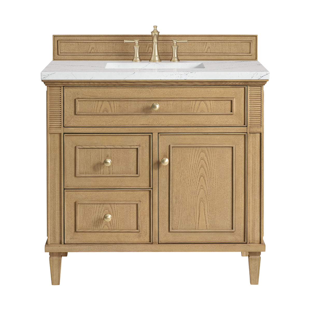 Lorelai 36" Single Vanity, Light Natural Oak w/ 3 CM Ethereal Noctis Silestone Top