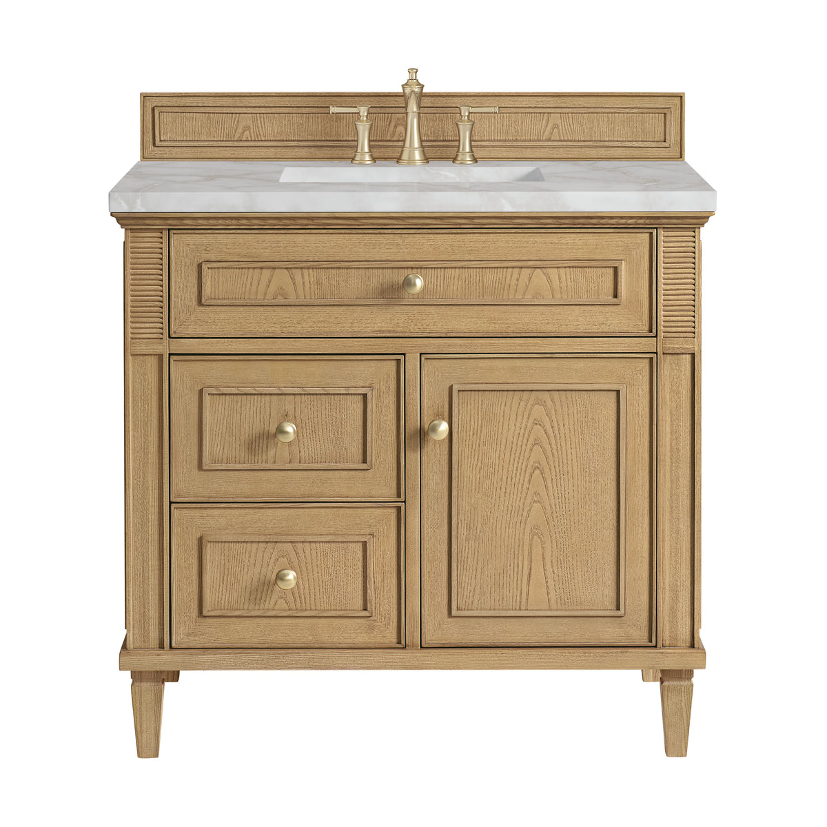 Lorelai 36" Single Vanity, Light Natural Oak w/ 3 CM Victorian Silver Silestone Top