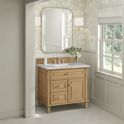 Lorelai 36" Single Vanity, Light Natural Oak w/ 3 CM Victorian Silver Silestone Top, view 4
