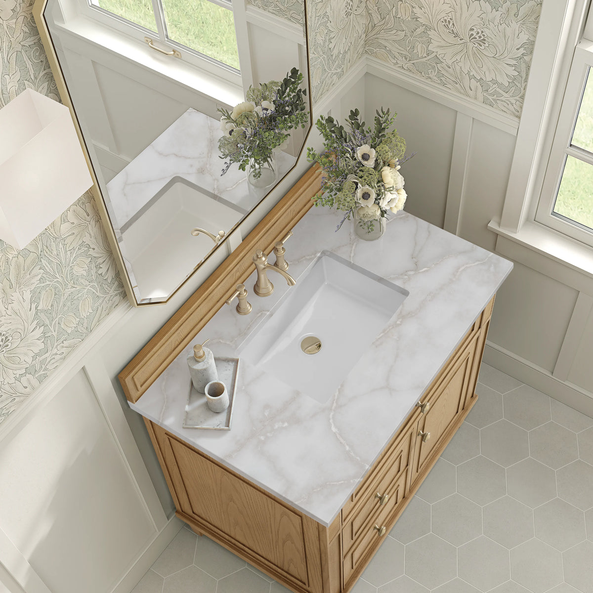 Lorelai 36" Single Vanity, Light Natural Oak w/ 3 CM Victorian Silver Silestone Top, view 7