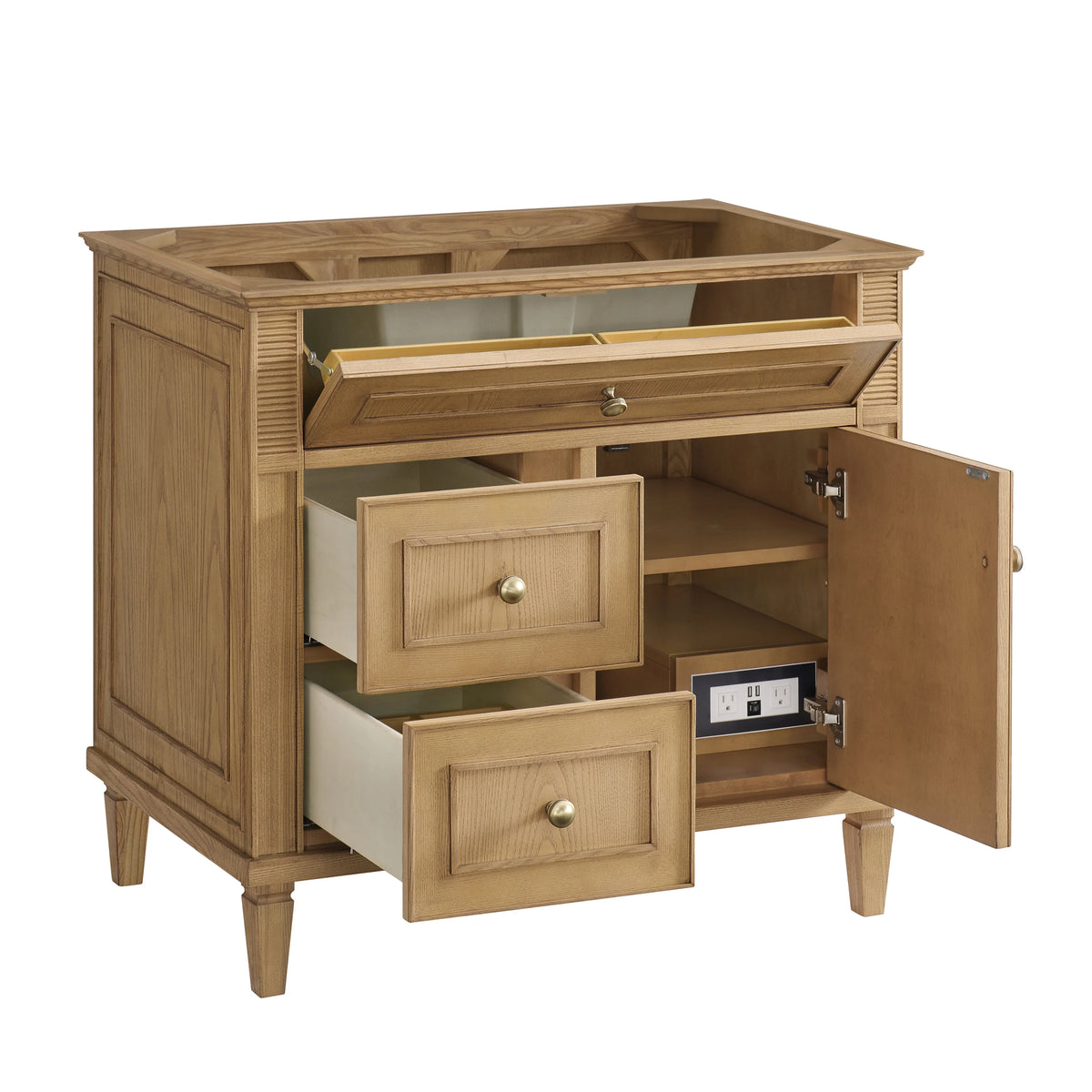 Lorelai 36" Single Vanity, Light Natural Oak w/ 3 CM White Zeus Silestone Top, view 10