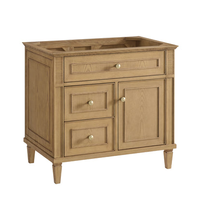 Lorelai 36" Single Vanity, Light Natural Oak w/ 3 CM White Zeus Silestone Top, view 2