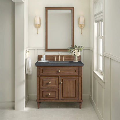 Lorelai 36" Single Vanity, Mid-Century Walnut w/ 3 CM Charcoal Soapstone Silestone Top, view 3