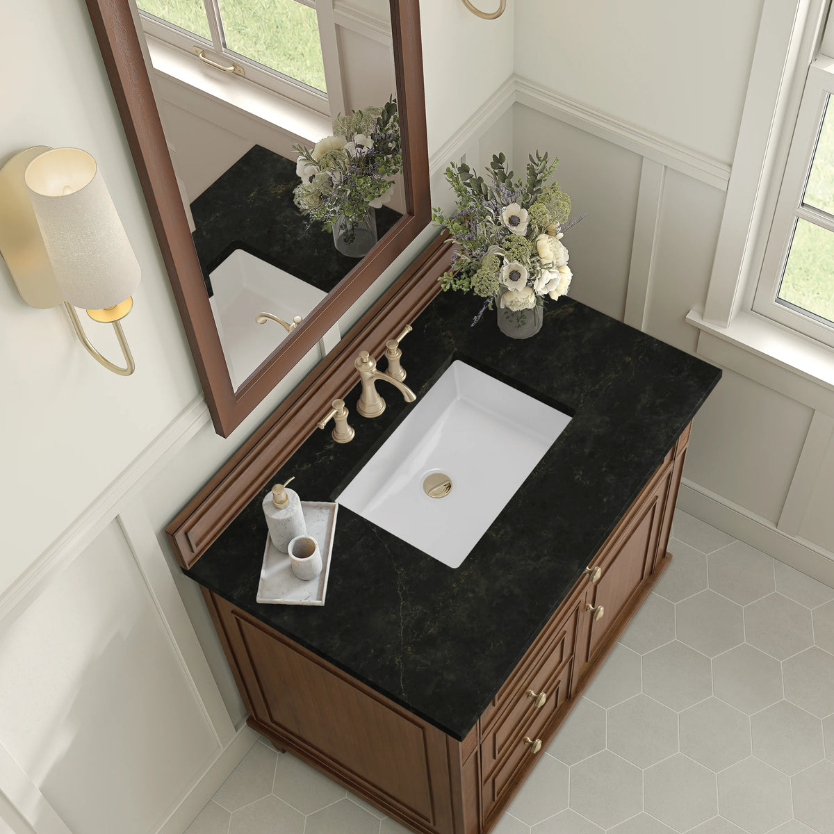 Lorelai 36" Single Vanity, Mid-Century Walnut, w/ 3 CM Phantome Eclos Top, view 8