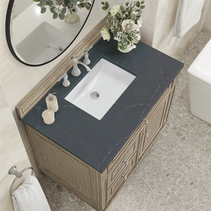 Lorelai 36" Single Vanity, Whitewashed Oak w/ 3 CM Charcoal Soapstone Silestone Top, view 5