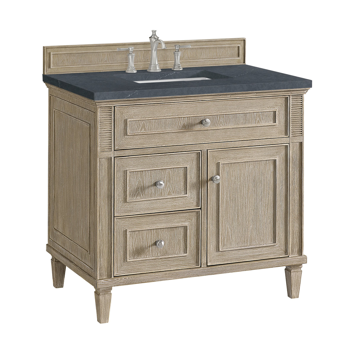 Lorelai 36" Single Vanity, Whitewashed Oak w/ 3 CM Charcoal Soapstone Silestone Top, view 7
