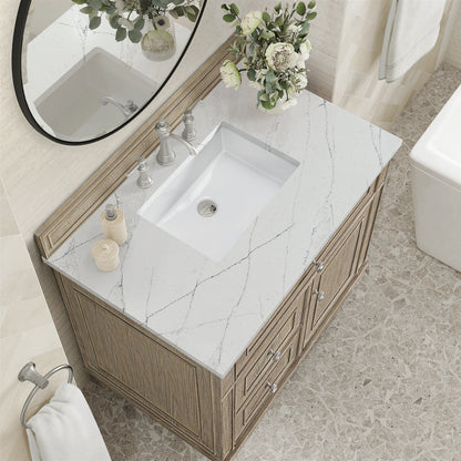 Lorelai 36" Single Vanity, Whitewashed Oak w/ 3 CM Ethereal Noctis Silestone Top, view 7