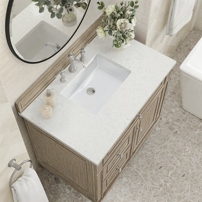 Lorelai 36" Single Vanity, Whitewashed Oak w/ 3 CM Lime Delight Silestone Top, view 7