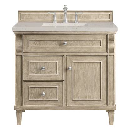 Lorelai 36" Single Vanity, Whitewashed Oak, w/ 3 CM Siberian Silestone Top