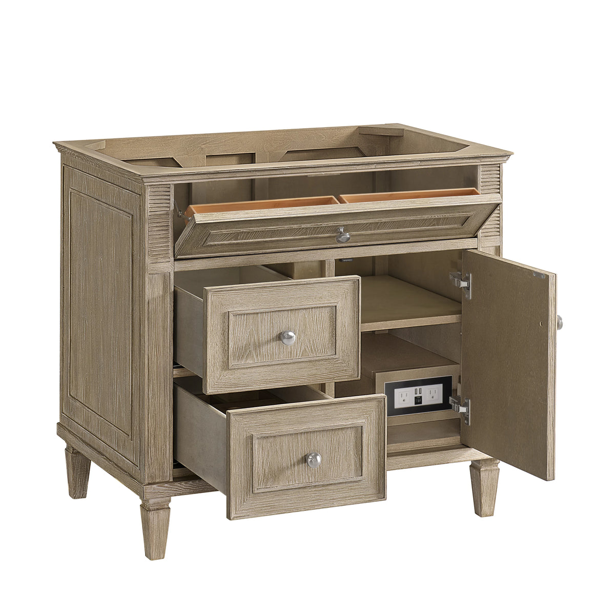 Lorelai 36" Single Vanity, Whitewashed Oak w/ 3 CM White Zeus Silestone Top, view 10