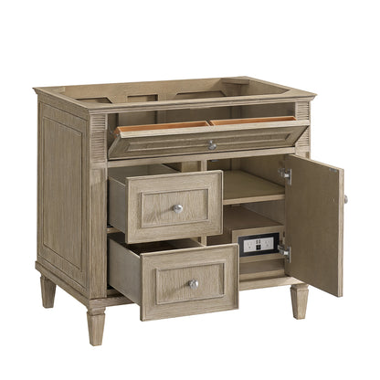 Lorelai 36" Single Vanity, Whitewashed Oak w/ 3 CM White Zeus Silestone Top, view 10