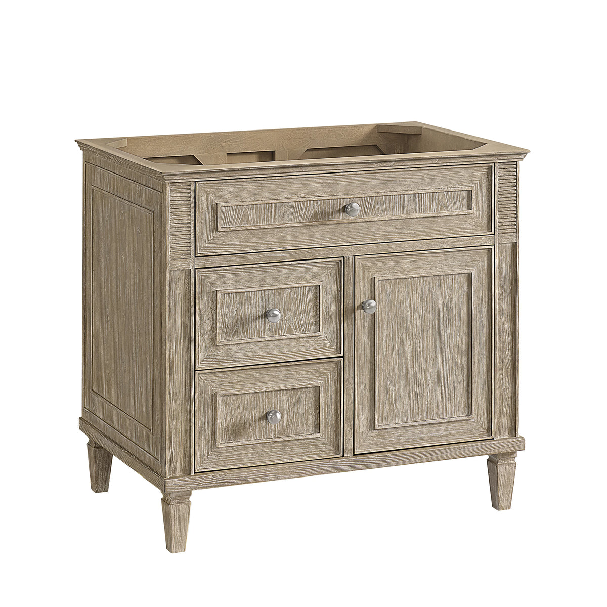 Lorelai 36" Single Vanity, Whitewashed Oak w/ 3 CM White Zeus Silestone Top, view 2