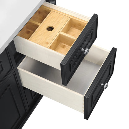 Lorelai 48" Single Vanity, Black Onyx w/ Single Hole 3 CM White Zeus Silestone Top & Backsplash, view 6