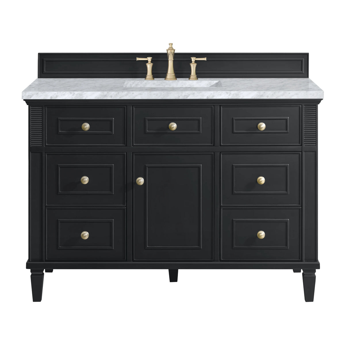 Lorelai 48" Single Vanity, Black Onyx w/ 3 CM Carrara White Marble Top