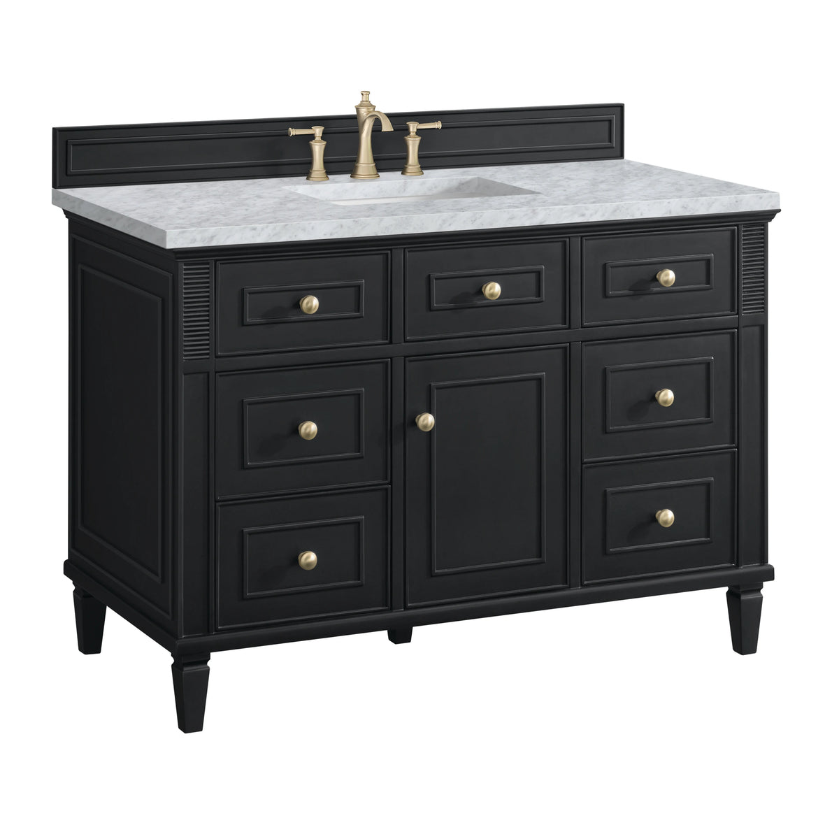 Lorelai 48" Single Vanity, Black Onyx w/ 3 CM Carrara White Marble Top, view 10
