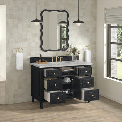 Lorelai 48" Single Vanity, Black Onyx w/ 3 CM Eternal Jasmine Pearl Silestone Top, view 5