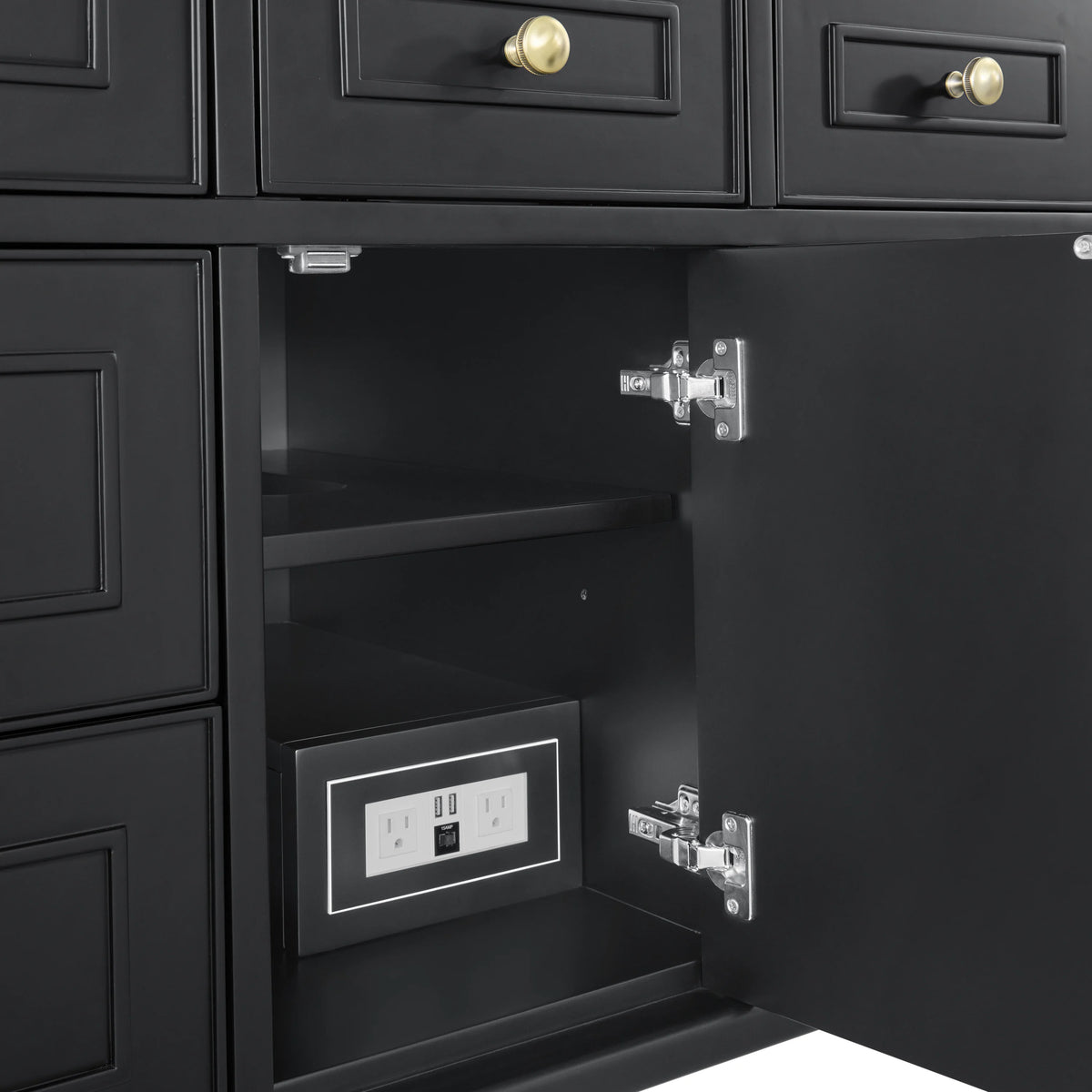 Lorelai 48" Single Vanity, Black Onyx w/ 3 CM Lime Delight Silestone Top, view 12