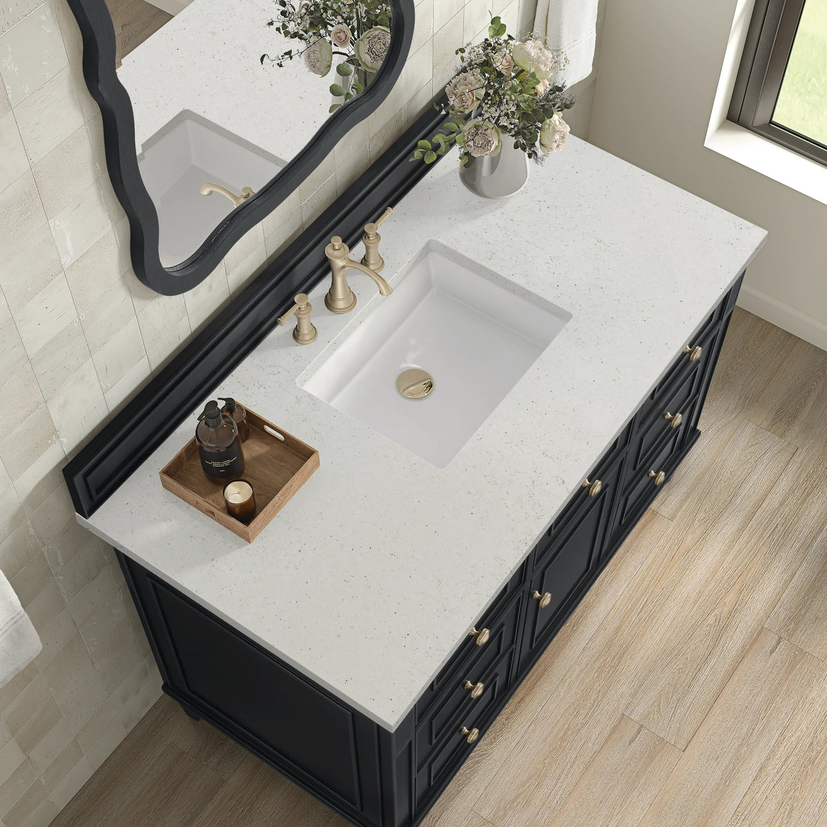 Lorelai 48" Single Vanity, Black Onyx w/ 3 CM Lime Delight Silestone Top, view 7