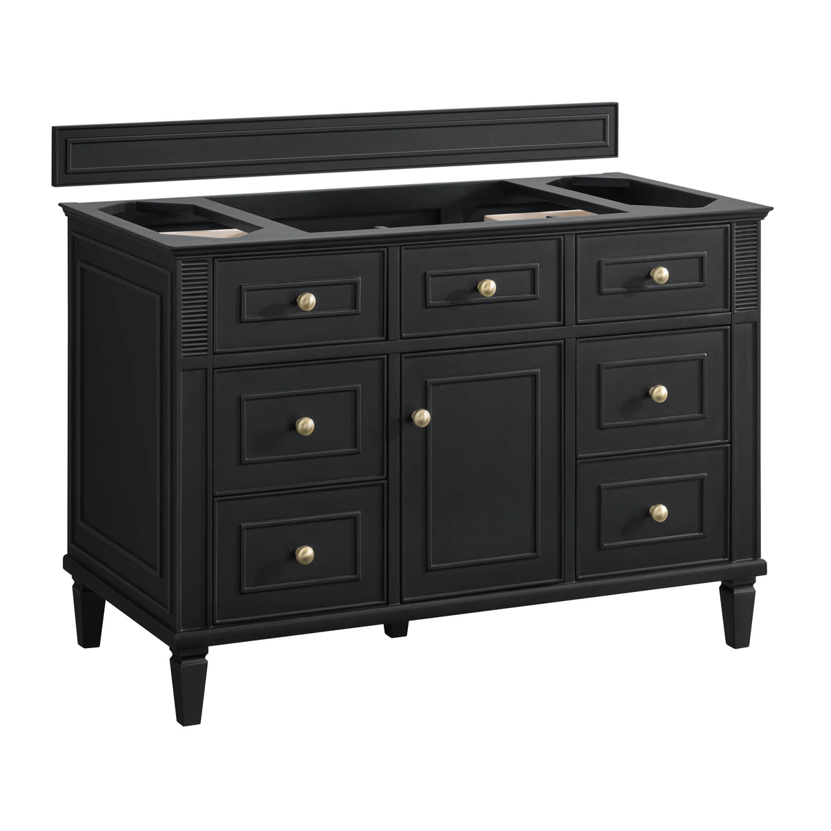 Lorelai 48" Single Vanity, Black Onyx w/ 3 CM Parisien Bleu Silestone Top, view 2