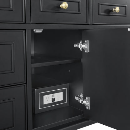 Lorelai 48" Single Vanity, Black Onyx w/ 3 CM Victorian Silver Silestone Top, view 12