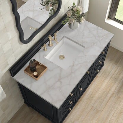 Lorelai 48" Single Vanity, Black Onyx w/ 3 CM Victorian Silver Silestone Top, view 7