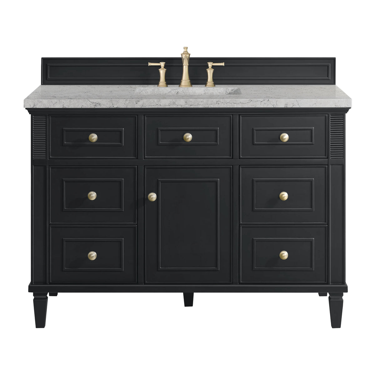 Lorelai 48" Single Vanity, Black Onyx w/ 3 CM Eternal Jasmine Pearl Silestone Top w/FreePower Wireless Charger