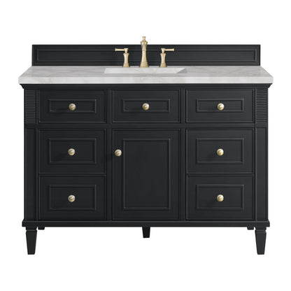 Lorelai 48" Single Vanity, Black Onyx w/ 3 CM Victorian Silver Silestone Top w/FreePower Wireless Charger