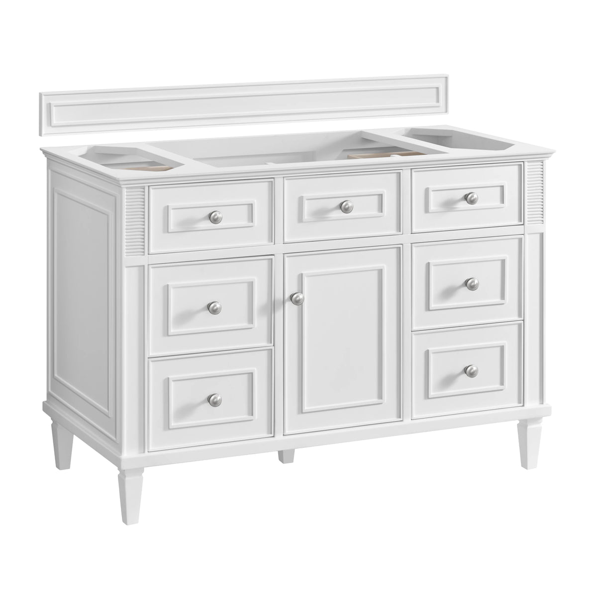 Lorelai 48" Single Vanity, Bright White w/ 3 CM Carrara White Marble Top, view 2
