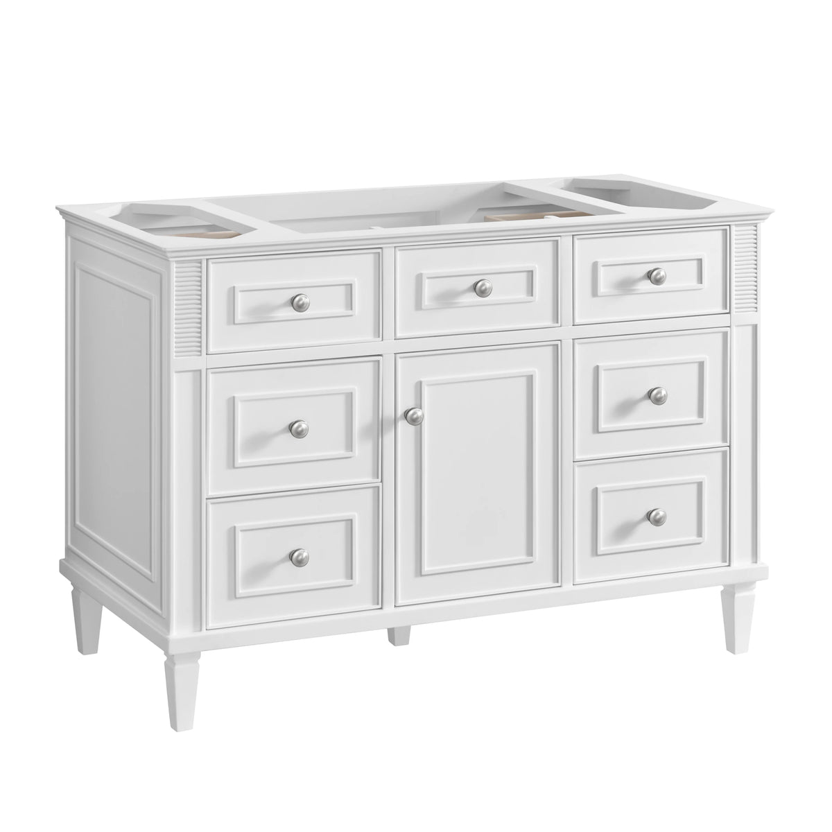 Lorelai 48" Single Vanity, Bright White w/ 3 CM Carrara White Marble Top, view 3