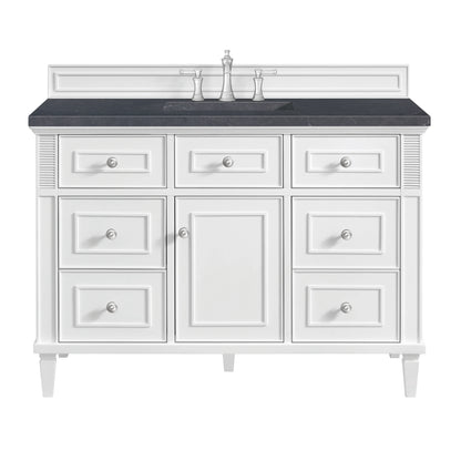 Lorelai 48" Single Vanity, Bright White w/ 3 CM Charcoal Soapstone Silestone Top
