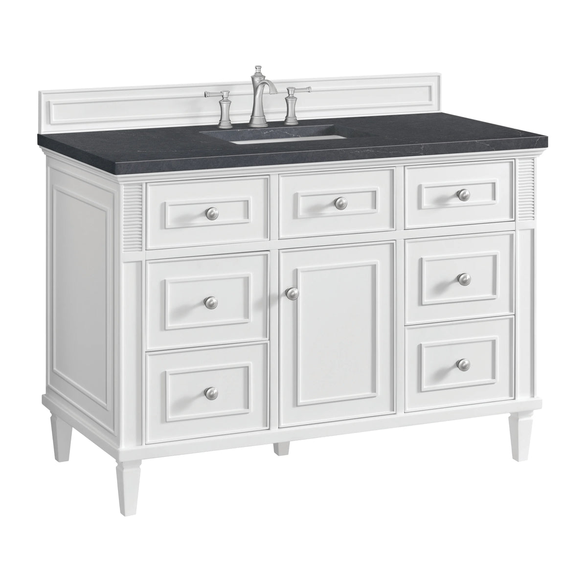 Lorelai 48" Single Vanity, Bright White w/ 3 CM Charcoal Soapstone Silestone Top, view 11