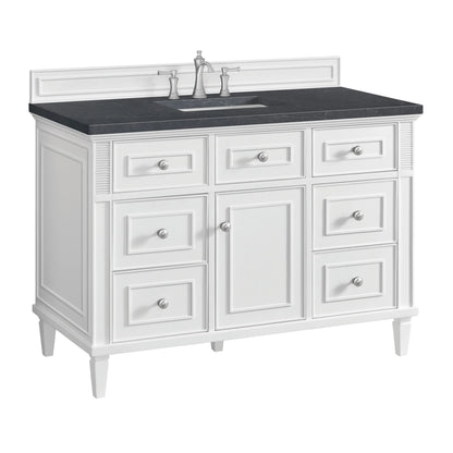 Lorelai 48" Single Vanity, Bright White w/ 3 CM Charcoal Soapstone Silestone Top, view 11