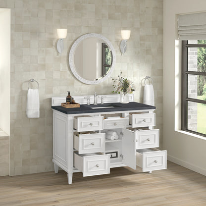 Lorelai 48" Single Vanity, Bright White w/ 3 CM Charcoal Soapstone Silestone Top, view 6