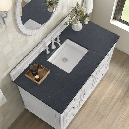 Lorelai 48" Single Vanity, Bright White w/ 3 CM Charcoal Soapstone Silestone Top, view 8