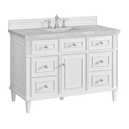 Lorelai 48" Single Vanity, Bright White w/ 3 CM Victorian Silver Silestone Top, view 11