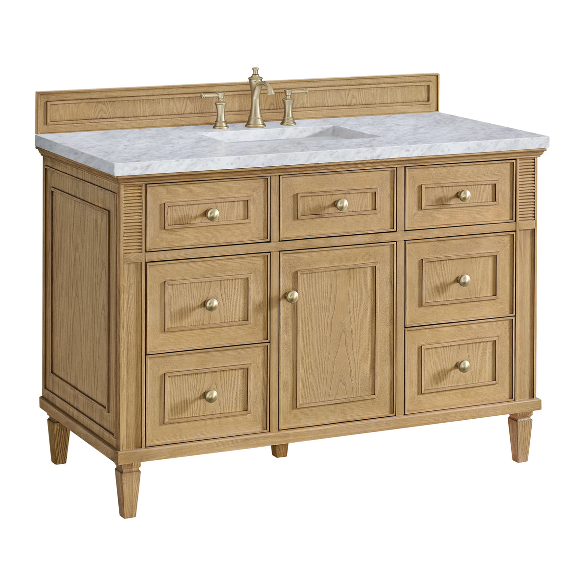 Lorelai 48" Single Vanity, Light Natural Oak w/ 3 CM Carrara White Marble Top, view 10