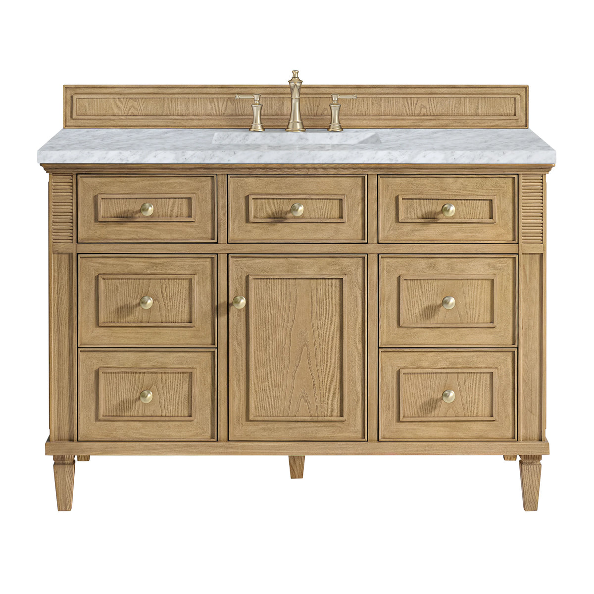 Lorelai 48" Single Vanity, Light Natural Oak w/ 3 CM Carrara White Marble Top