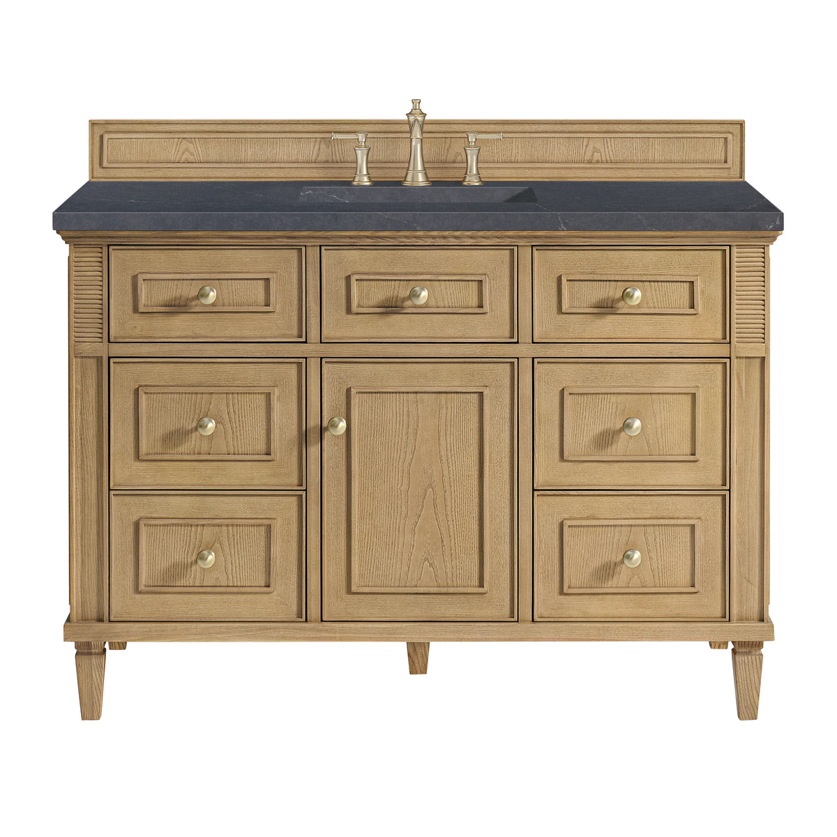 Lorelai 48" Single Vanity, Light Natural Oak w/ 3 CM Charcoal Soapstone Silestone Top